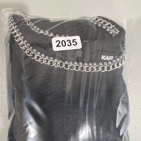 Karl Lagerfeld Paris Black Dress 6 Tweed Sheath Embellished Preppy Classic - Picture 13 of 13